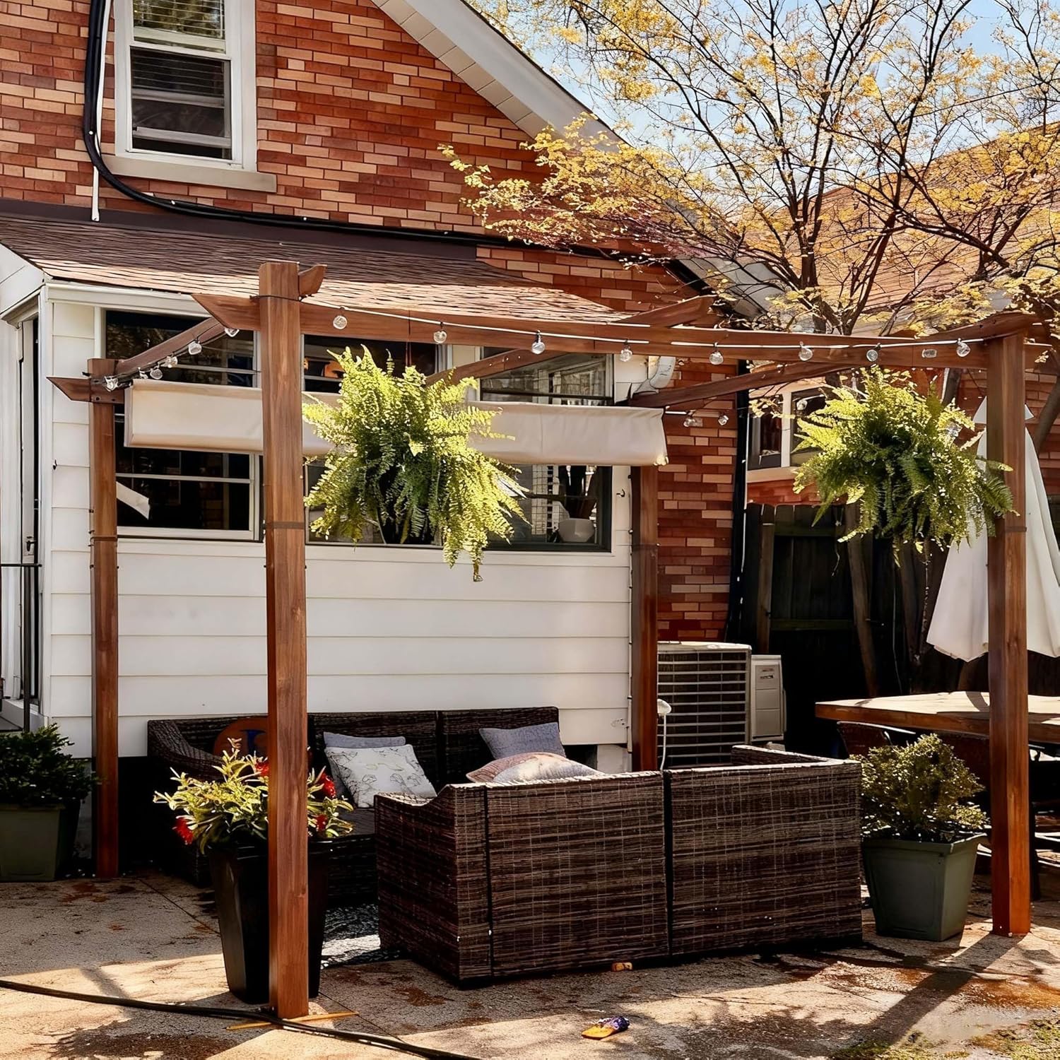 bleujardin - Pergola 3x3m - aluminium, éclairage, toit rétractable