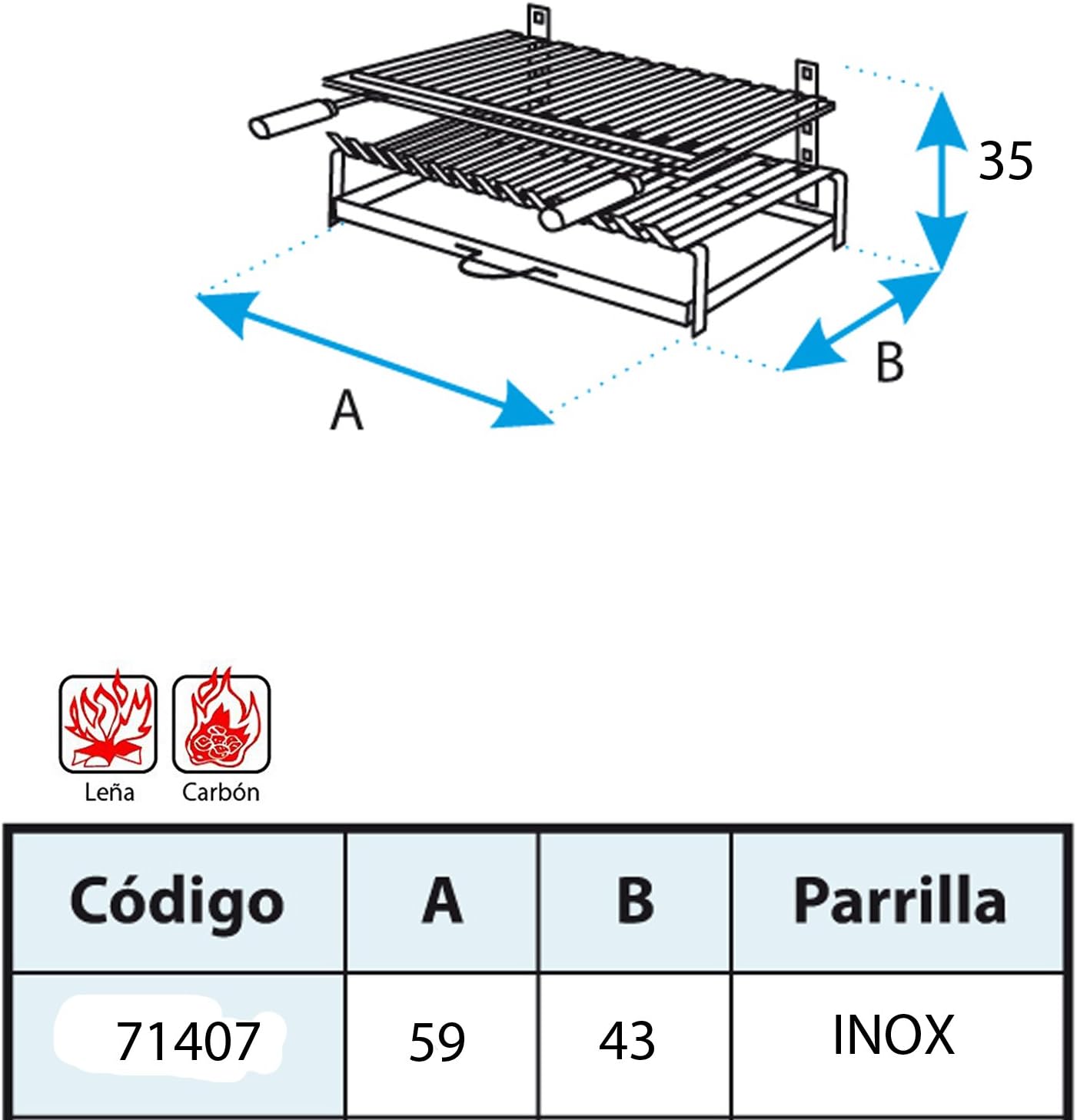 bleujardin - Barbecue inox avec grille fer - 71406
