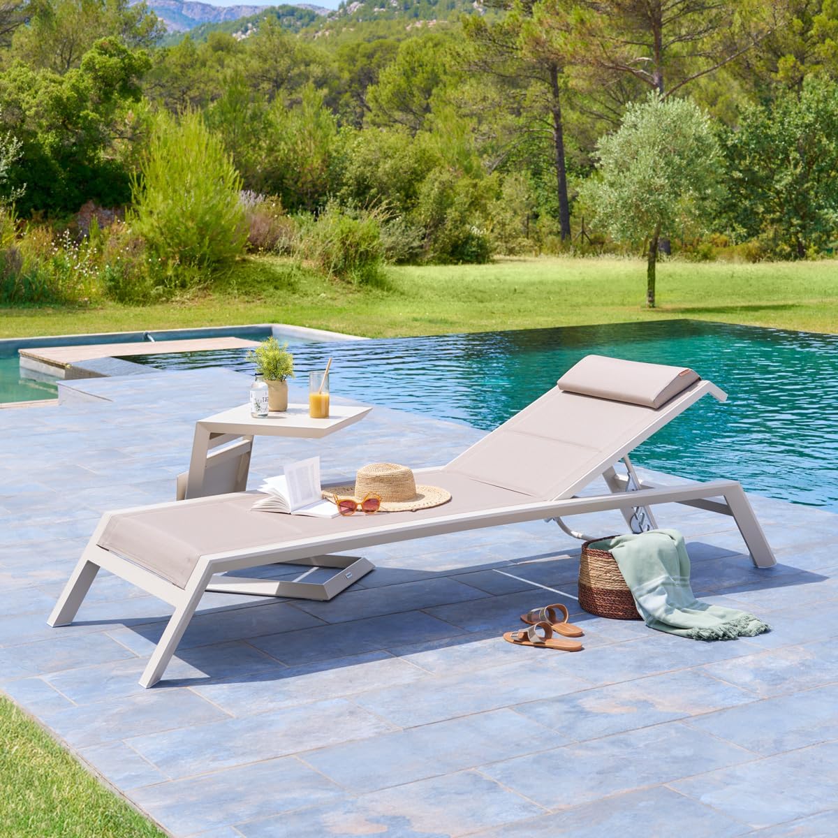bleujardin - Allure table de jardin carrée 55x45x55cm aluminium argile