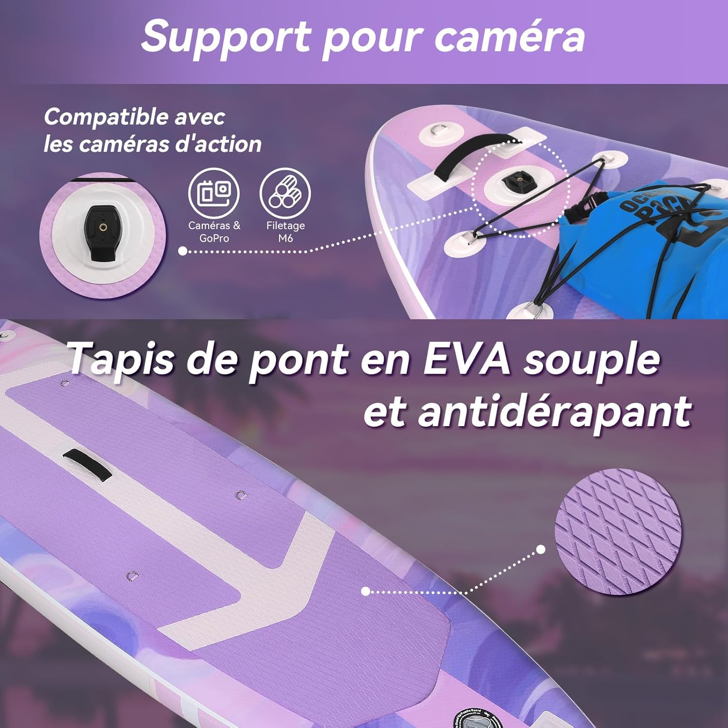 bleujardin - Paddle Gonflable Série Adulte - 320/335cm - 2 personnes, siège kayak, pagaie alu, support caméra, jusqu'à 15