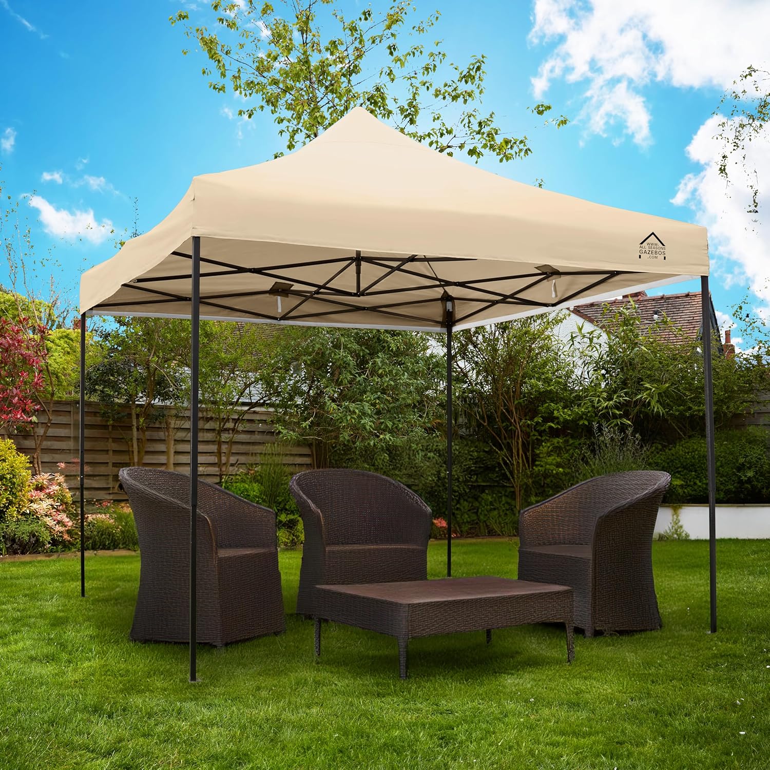 bleujardin | Tonnelle Pliante 3x3m | Matériaux Robustes, Entièrement Étanches et de Haute Qualité (Beige)