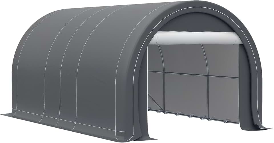 bleujardin - Carport abri voiture 5x3x2,4m acier PE porte zippée