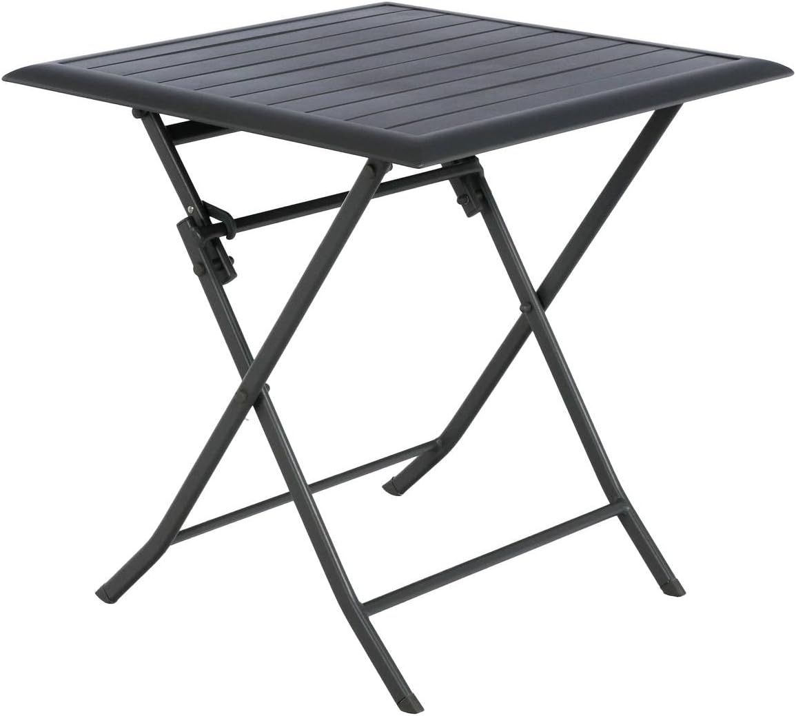 bleujardin - Azua - table pliante 2 places 70x70cm aluminium gris