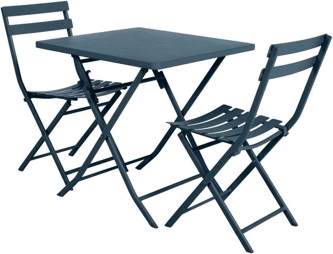 bleujardin - Greensboro - table pliante 2 places acier époxy 70x70