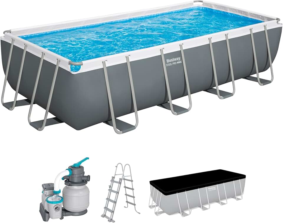 bleujardin Steel Pro Max Kit Piscine Hors Sol - 549 cm x 274 cm x 122 cm - Gris foncé