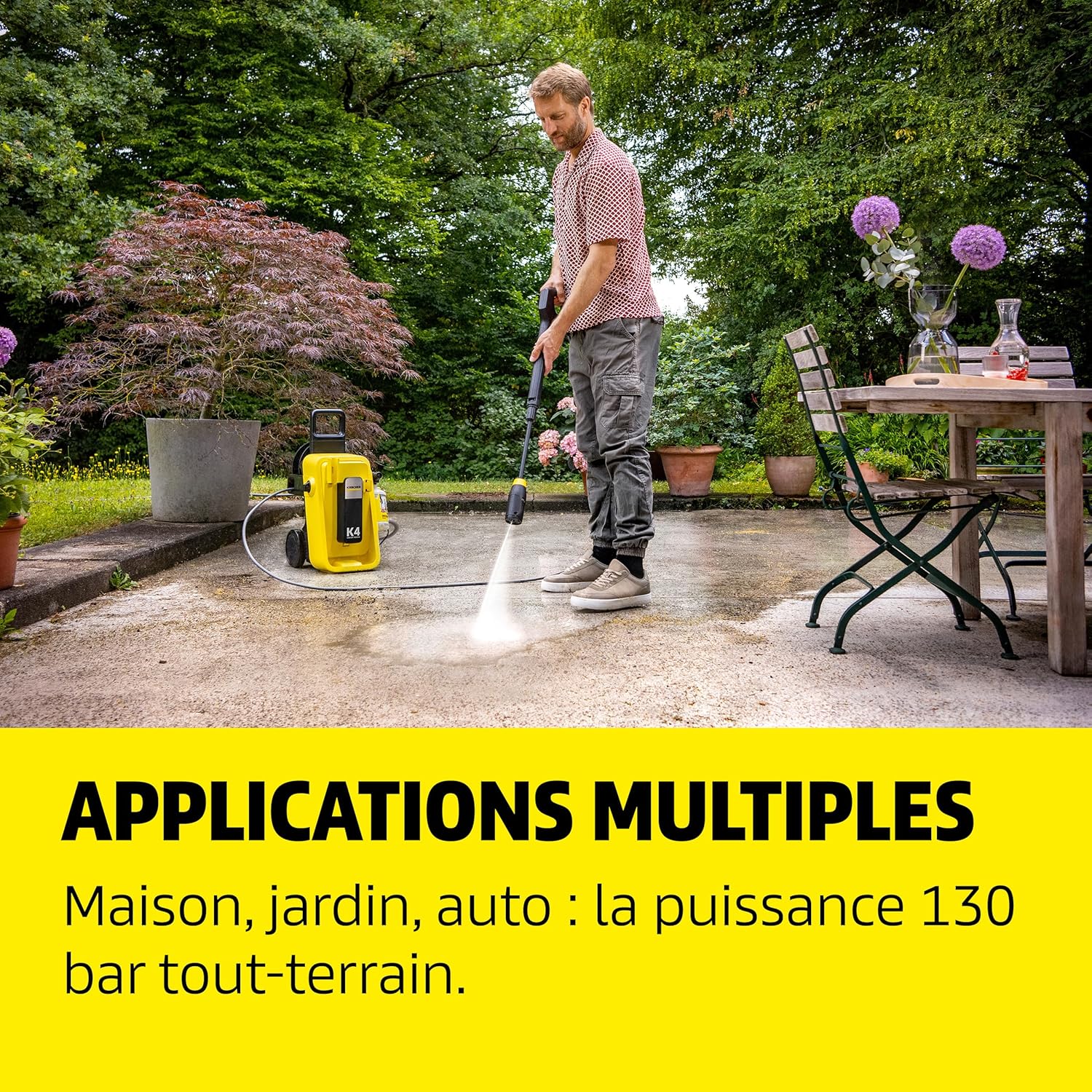 bleujardin - K 4 Comfort Premium Home - 130 bar, 420 l/h, 30 m²/h, enrouleur, 4 jets