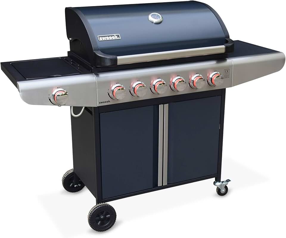 bleujardin - Bazin 6 - barbecue gaz 6 brûleurs, roues, rangement