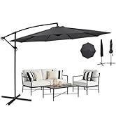 bleujardin Parasol Déporté Inclinable 3x3M avec Manivelle, Pied Housse, Anti-UV UPF50+, Grand Para...
