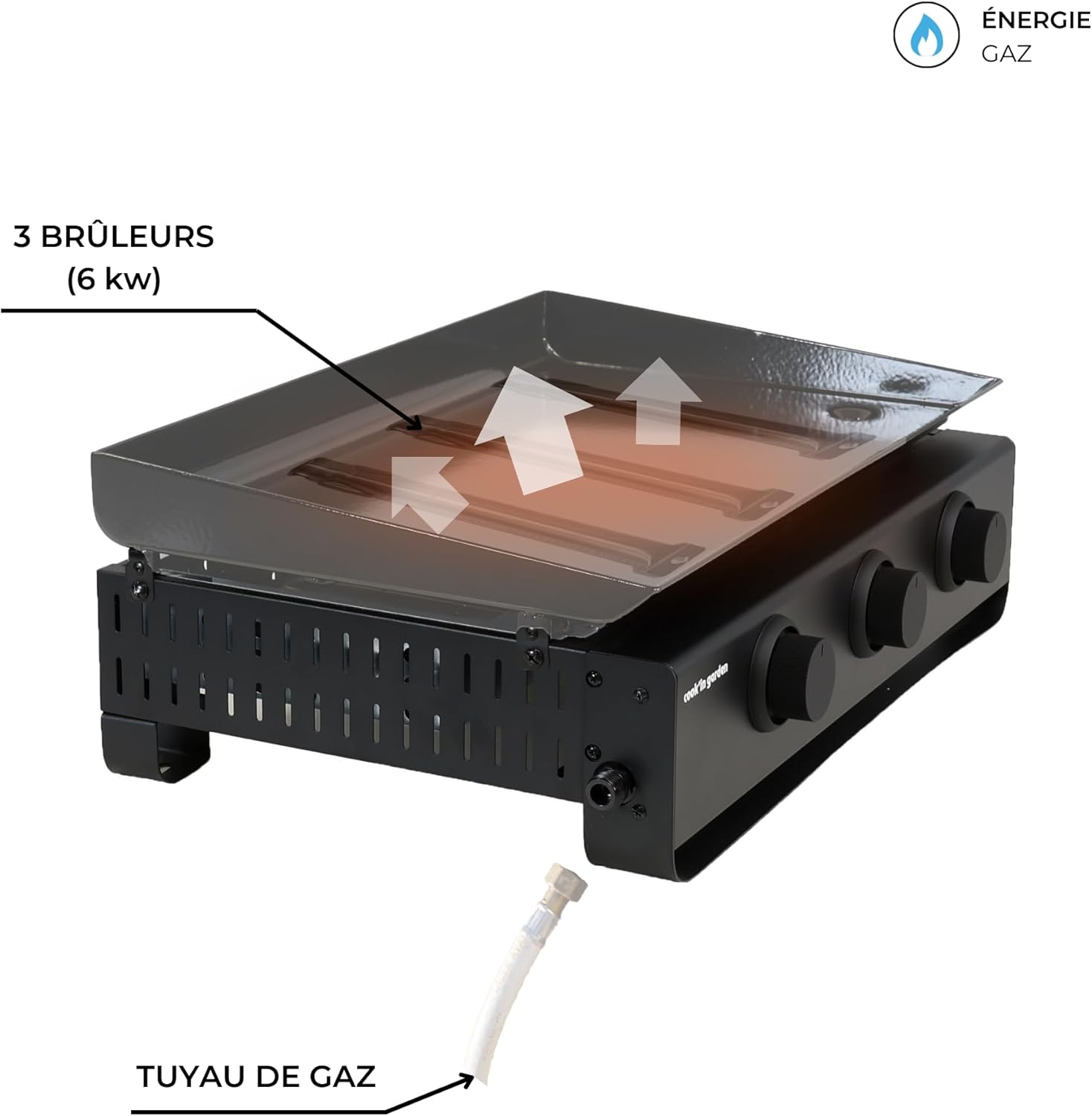bleujardin - Tempo 3 brûleurs - 6 kW - acier émaillé - bac amovible