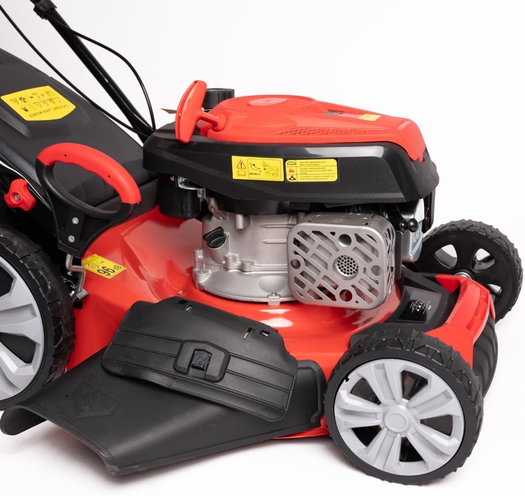 bleujardin Tondeuse à gazon à explosion automotrice 4in1-4 CV, Tondeuse à gazon thermique autoportée - Moteur 170cc 4 temps avec autotraction - Largeur de coupe 51 cm - Mulching - Panier de collecte 60L