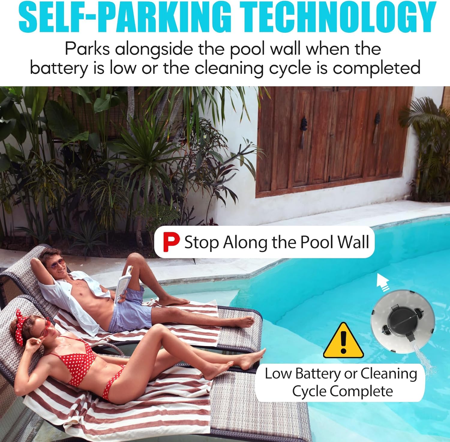 2026 Robot aspirateur de Piscine sans Fil pour Piscine Hors Sol 120 Minutes d'autonomie, Nettoyeur de Piscine Automatique pour Piscine creusée jusqu'à 1000 Pieds carrés Robot de Piscine autoparquant