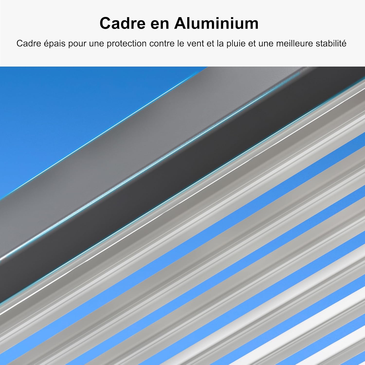 bleujardin - Pergola Bioclimatique - 6,35x3,5m - Aluminium, éclairage, lames orientables, poteaux blancs