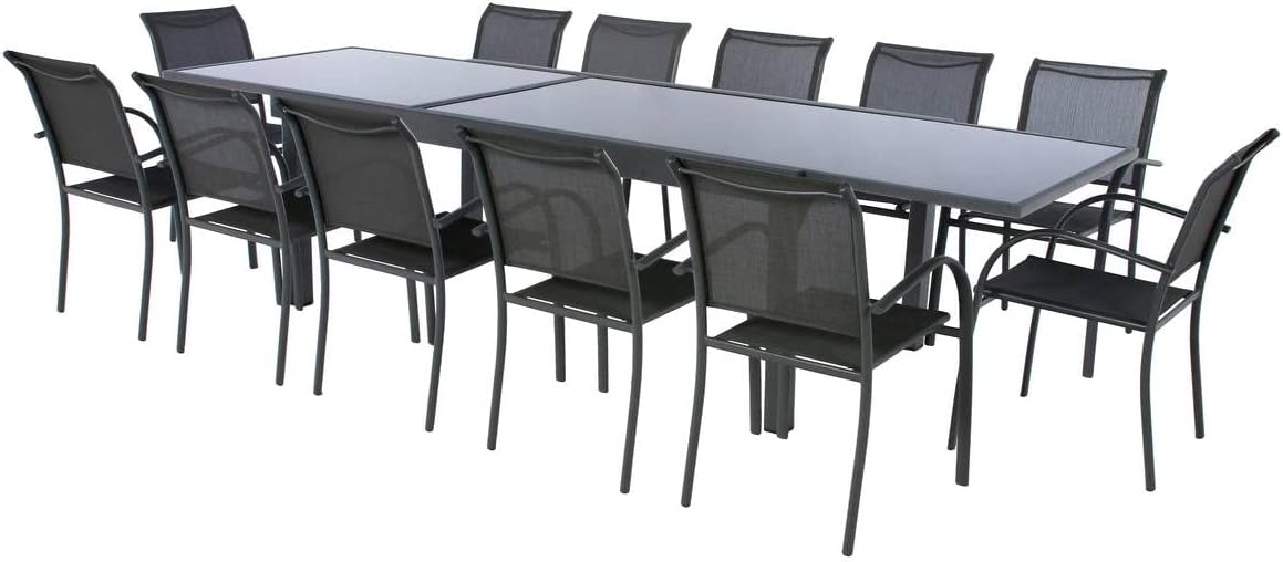 bleujardin - Piazza extensible - 12 places - aluminium/verre renforcé - gris graphite