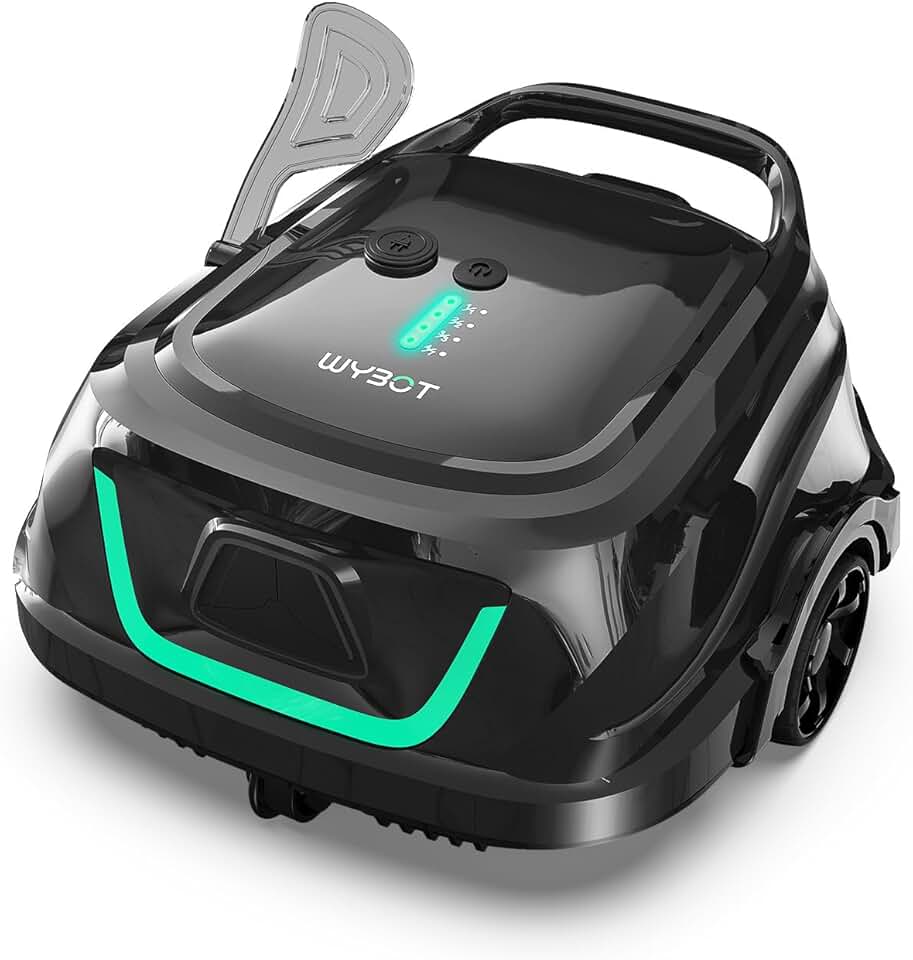bleujardin A1max Robot Piscine sans Fil pour Piscines Hors-Sol, Aspirateur Automatique, Robot Piscine 130 Min Autonomie, Double Filtration, LED, Charge 2h, 4 Modes,Vert forêt