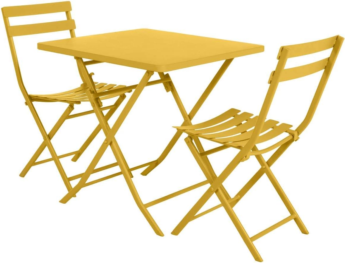 bleujardin - Greensboro série - 2 places, acier renforcé, jaune - table pliante