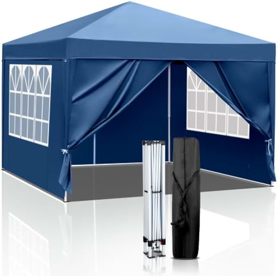 bleujardin - tonnelle pliante série 3x3m imperméable, 4 parois, bleu royal