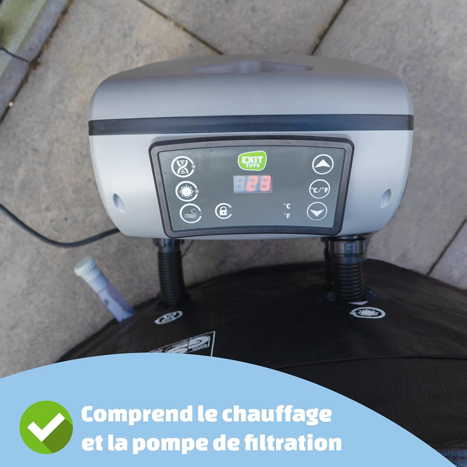 bleujardin - Leather Premium Spa extérieur 184x73cm - 4 places, chauffage, 120 jets air