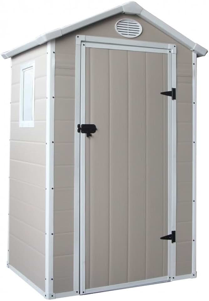 bleujardin - Abri de jardin en résine - 1,34m² - porte verrouillable, fenêtre, ventilation, acier galvanisé