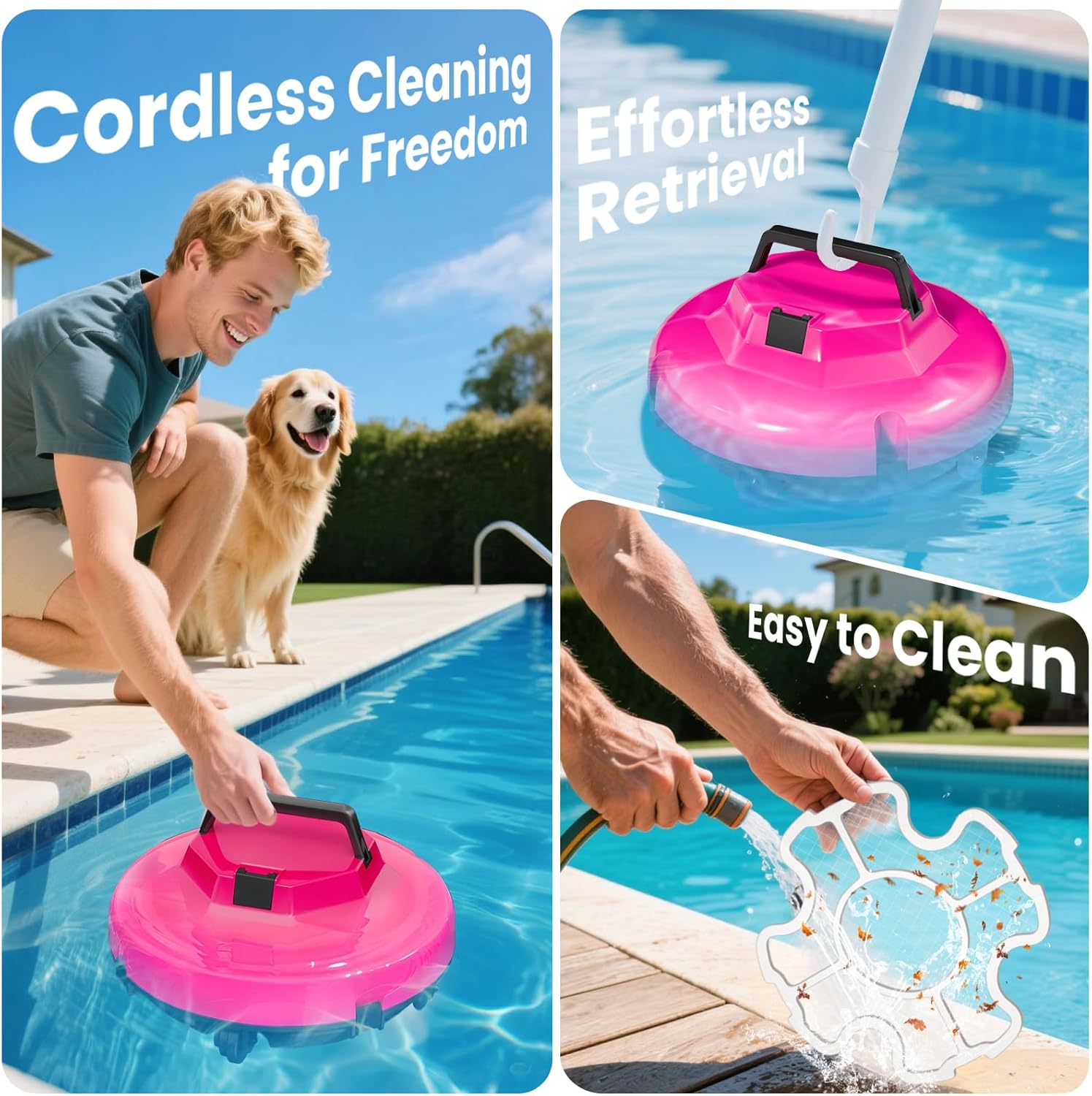 2026 Robot aspirateur de Piscine sans Fil pour Piscine Hors Sol 120 Minutes d'autonomie, Nettoyeur de Piscine Automatique pour Piscine creusée jusqu'à 1000 Pieds carrés Robot de Piscine autoparquant