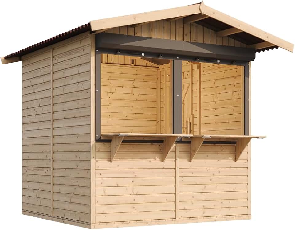 bleujardin - kiosque jardin bois 4m², 2 fenêtres, volets, 253x263x232cm - M149Z