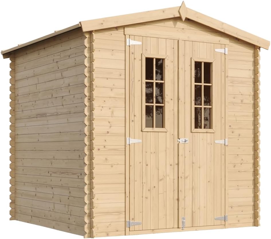 Abri de Jardin en Bois - Stockage extérieur I216xL206xH218 cm/ 3.53 m2 Petit abri à Outils, Local à vélos - Toit imperméable, fenêtres bleujardin M343C