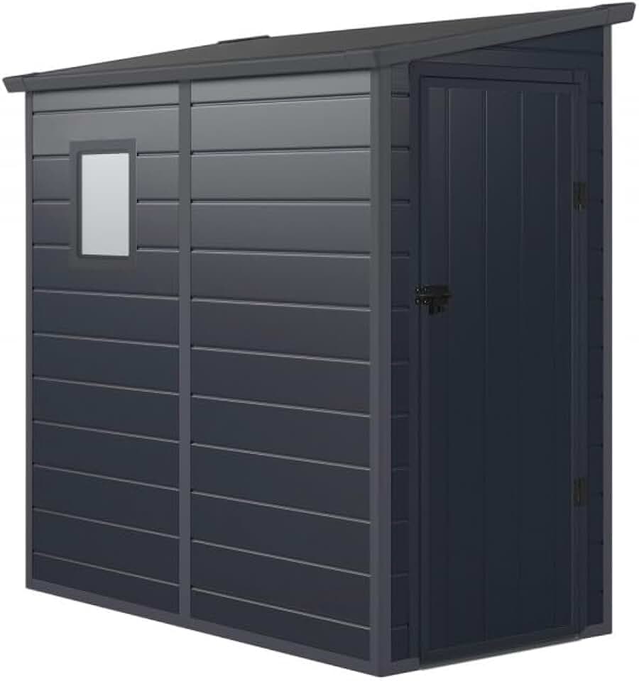 bleujardin - Abri de jardin adossé résine 2,09m², porte verrouillable, fenêtre, acier galvanisé