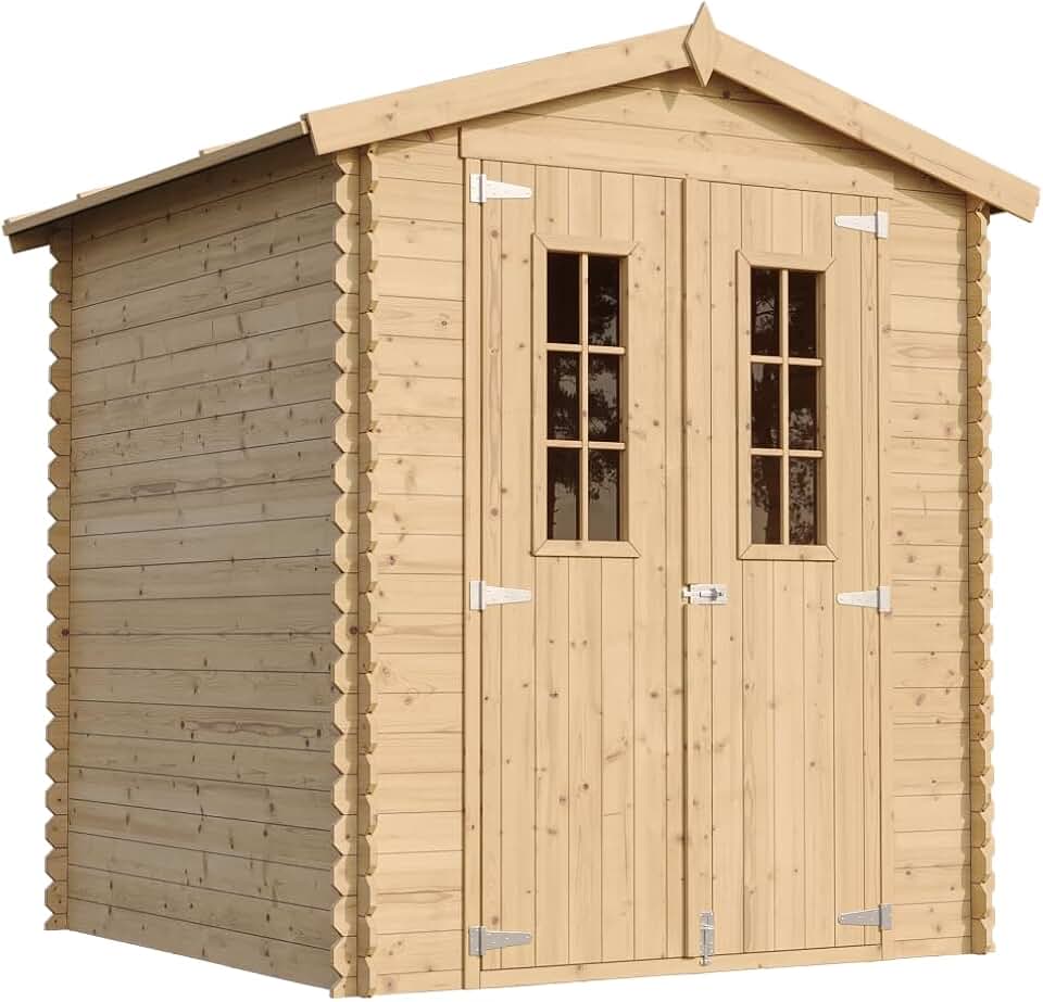 bleujardin - Abri de jardin bois traité, 186x196x218 cm, 2,82 m², sol inclus, M320C+M320G