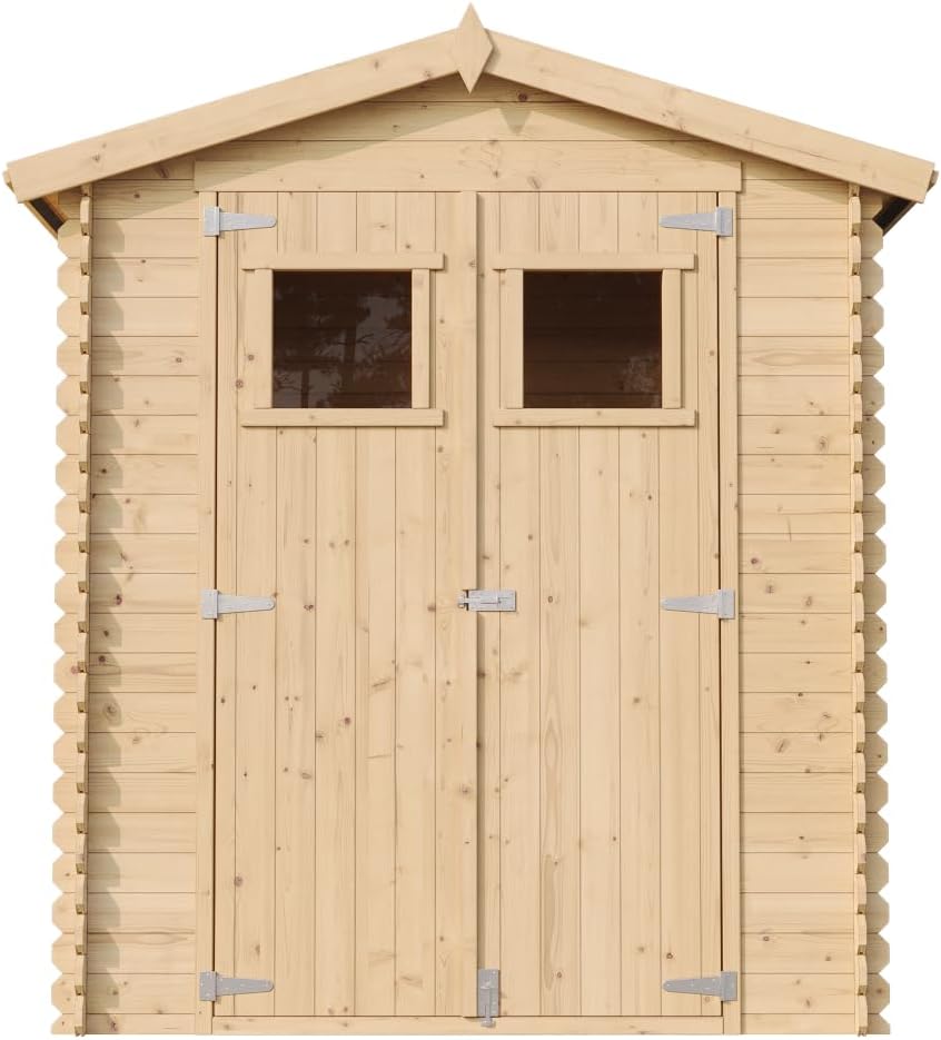 Abri de Jardin en Bois avec Sol TRAITÉ - Stockage extérieur I196xL136xH218 cm/ 1.98 m2 Petit abri à Outils, Local à vélos - Toit imperméable, fenêtres - bleujardin M367