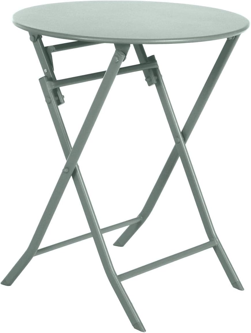 bleujardin - Greensboro - Ø60 cm - Table de jardin pliante acier vert 2 places