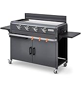 bleujardin - Plancha Lola à gaz sur Chariot équipé Gun Metal - 4 brûleurs à gaz - jusqu'à 14 convive...