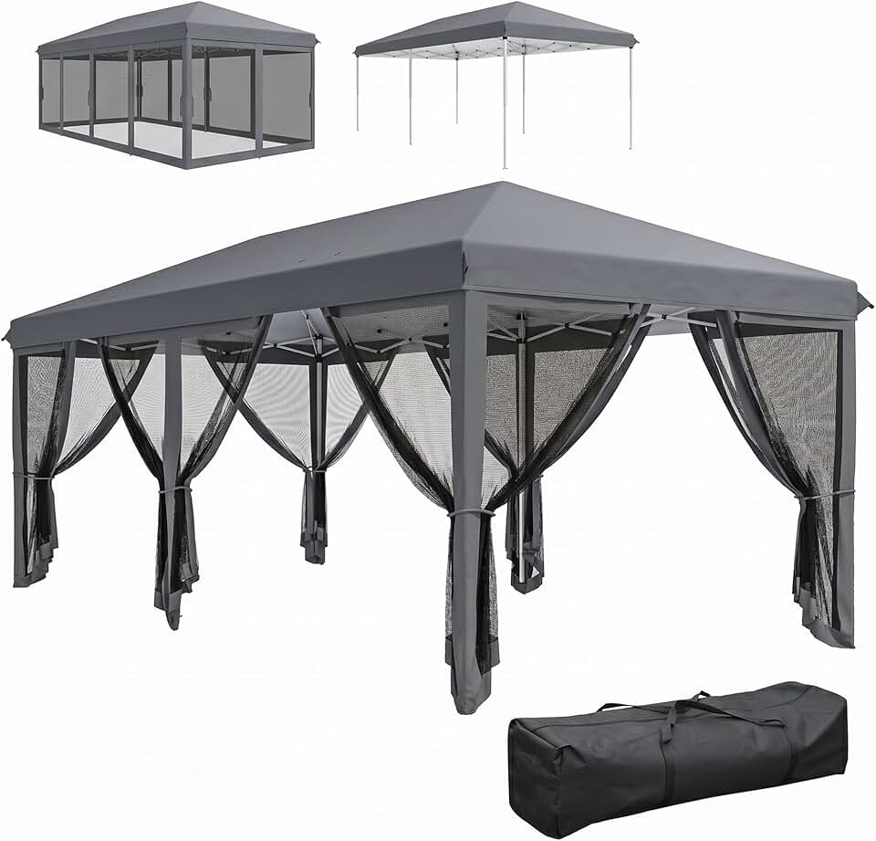 bleujardin - Barnum pliant Pop-up - 6x3 m - anti-UV, moustiquaires, sac