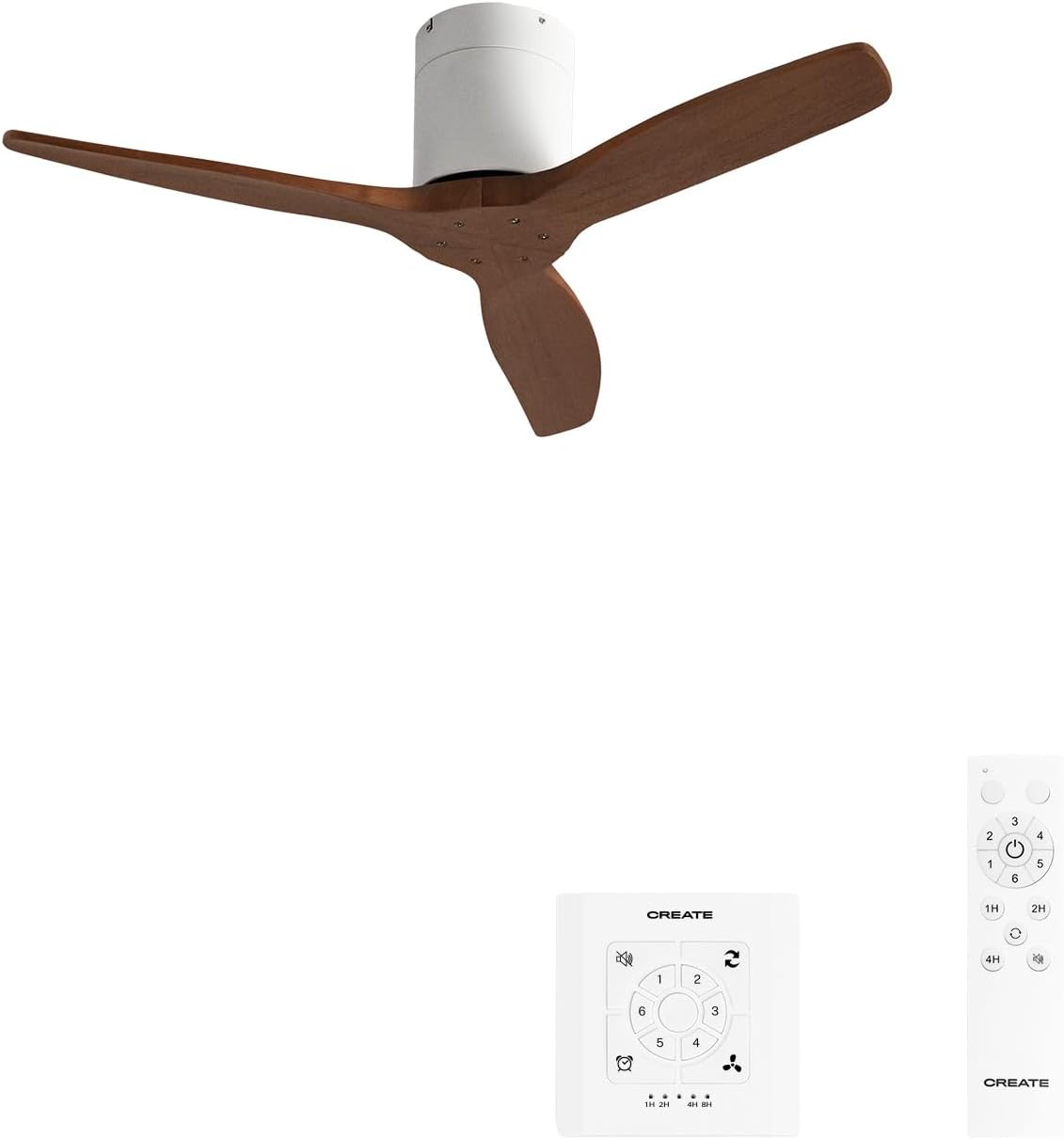 CREATE - Windcalm S - Ø112 cm - ventilateur plafond, télécommande, 40W, pales bois, été/hiver, minuteur