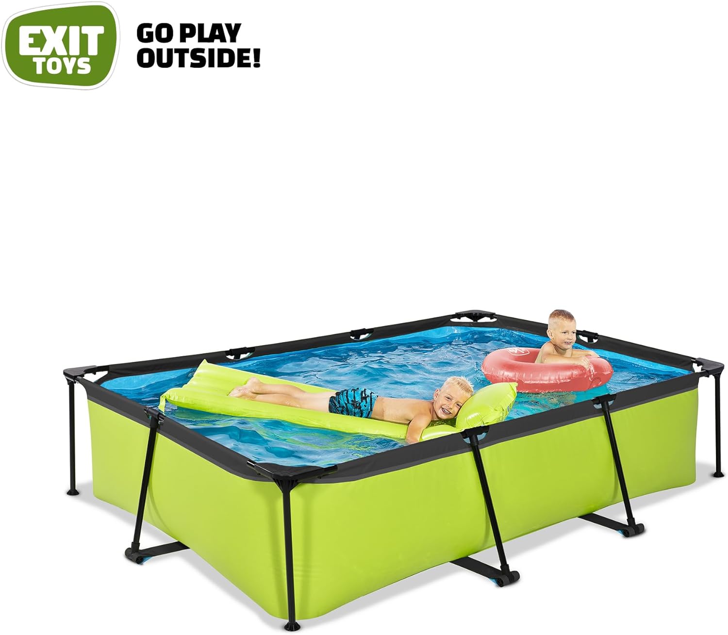 bleujardin Piscine Lime - 300x200x65cm - Piscine Hors Sol Rectangulaire avec Pompe Filtrante à Cartouche - Entrée Basse - Idéal pour Les Jeunes Enfants - Cadre Stable - Design Unique - Vert