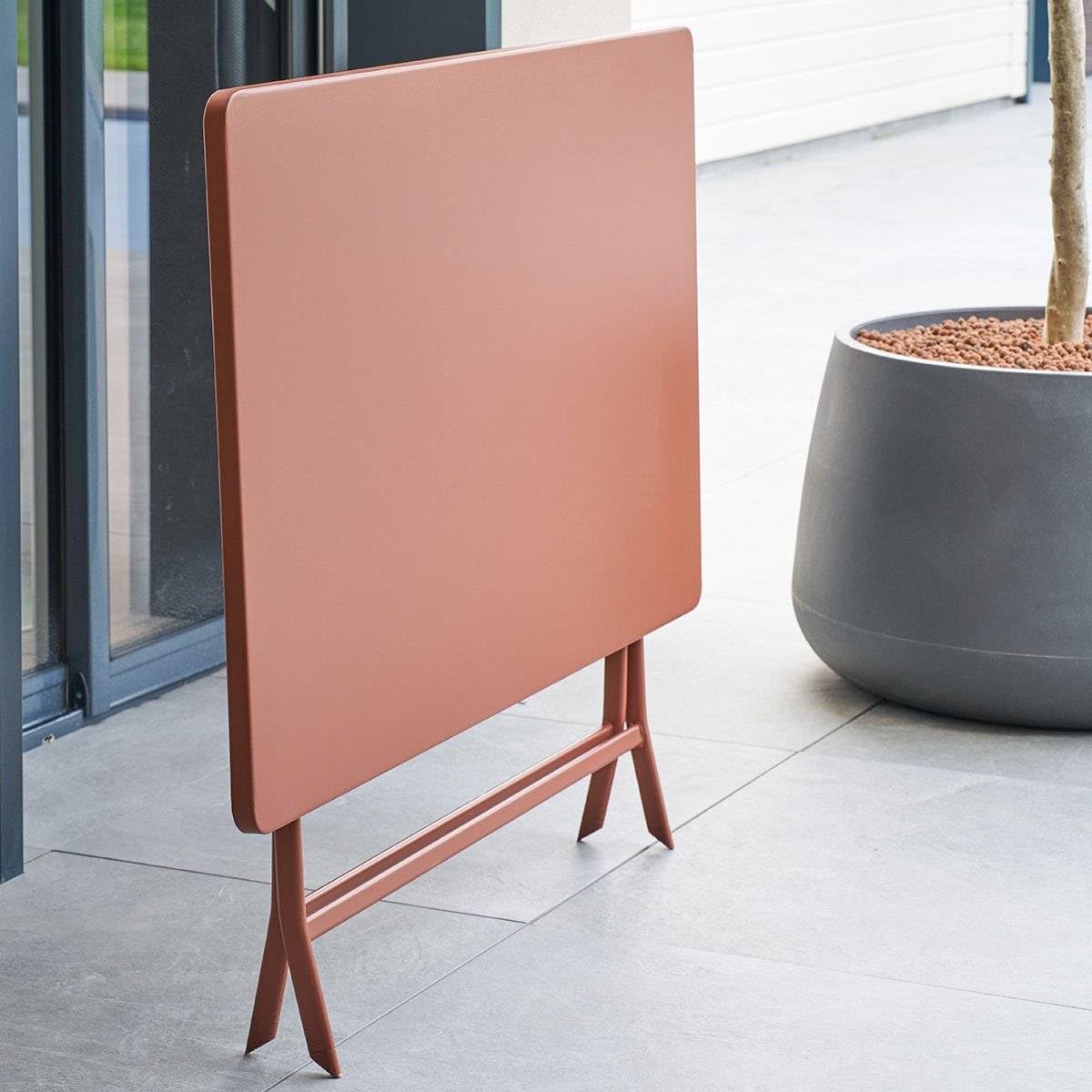 bleujardin - Greensboro - 110x70 cm - table pliante 4 places acier acajou