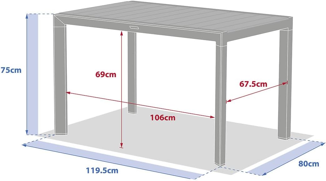 bleujardin - Table évasion 4 places - aluminium effet bois - Honey/Graphite