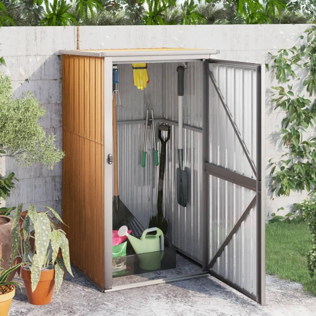 Abri de Jardin - Marron 88x89x161 cm, acier galvanisé, robuste