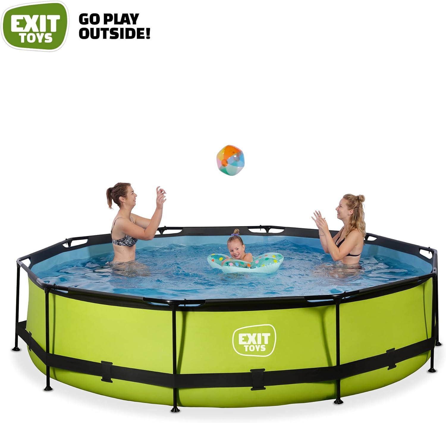 bleujardin Piscine Tubulaire Lime - ø360x76cm - Piscine Hors Sol Ronde Grande avec Pompe Filtrante à Cartouche - Entrée Basse - Idéal pour Les Jeunes Enfants - Cadre Stable - Design Unique - Vert