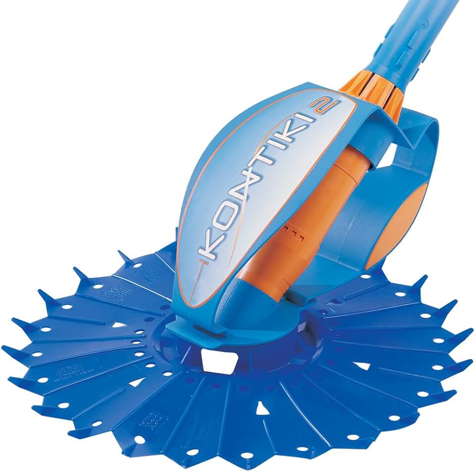 bleujardin Robot Nettoyeur de Piscine Hydraulique, Fond Seul, pour Piscines 8 x 4 m Maximum, Aspiration à Diaphragme, Kontiki 2, Bleu/Orange, W70478