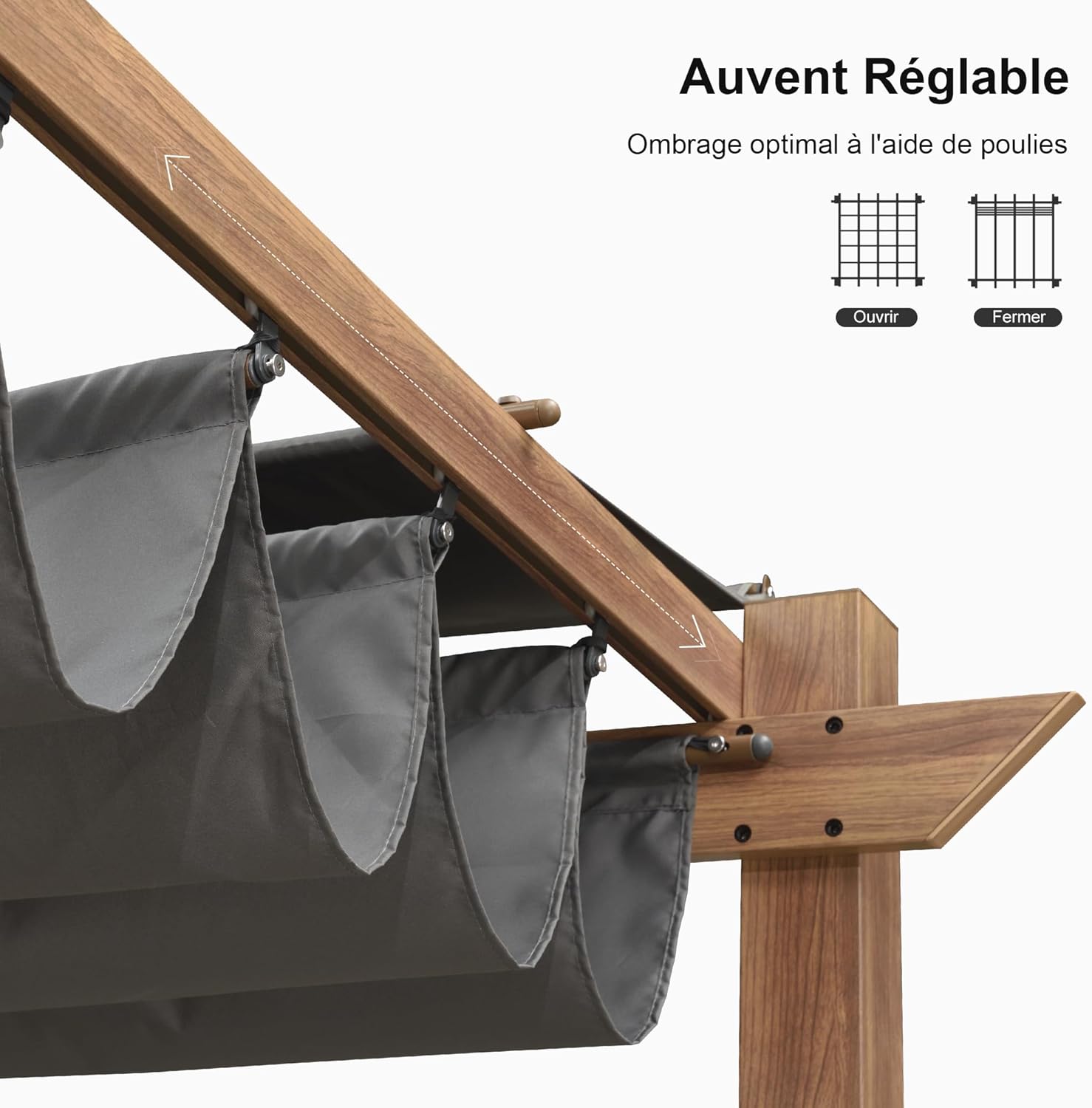bleujardin - Pergola aluminium - 4x3m - éclairage intégré, toit rétractable