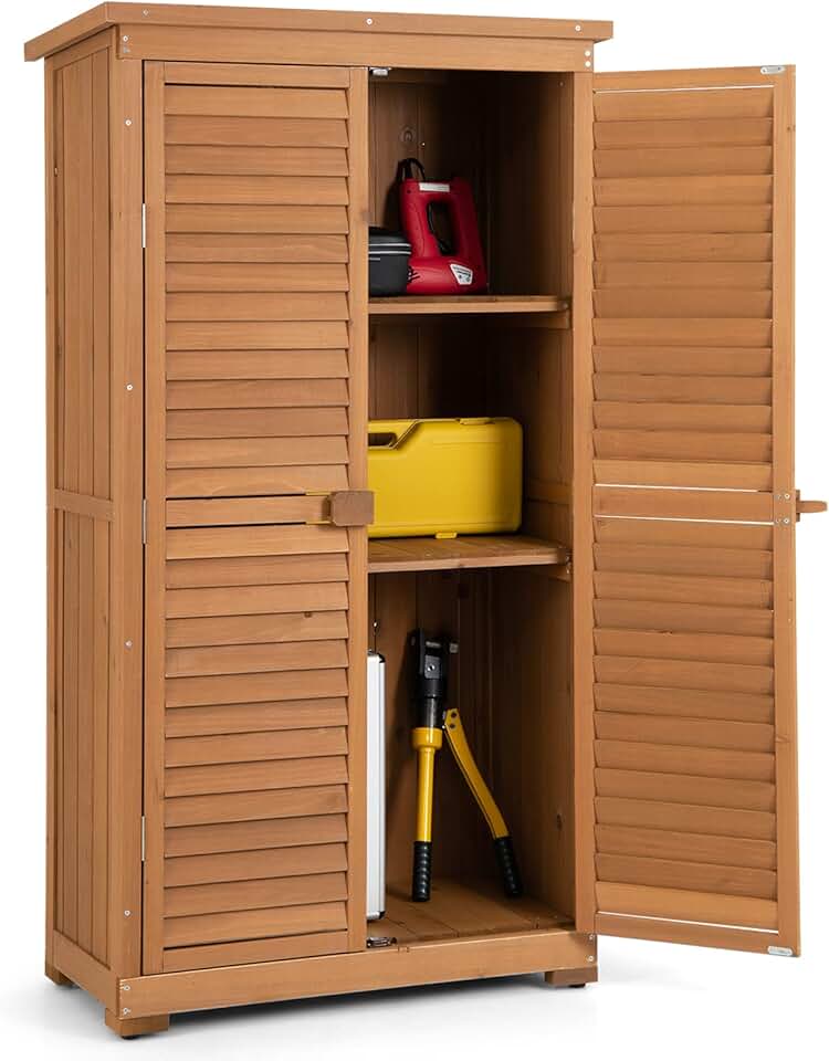 bleujardin - Abri de jardin 160 cm - Bois, toit asphalte, 2 portes verrouillables, étagères amovibles