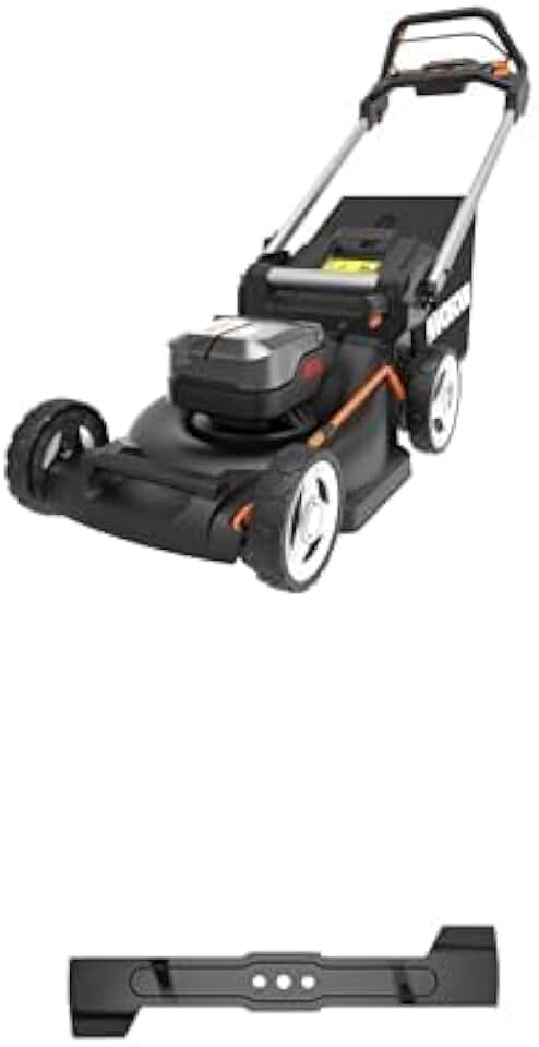 Pack bleujardin Tondeuse à Gazon autotractée Brushless sans Fil 40V WG749E + 3 Lames de Rechange, jusqu'à 500m², Lame de 46cm, Coupe jusqu'aux Bordures, Sac de 55 L, livée avec 2 Batteries 4Ah et Chargeur