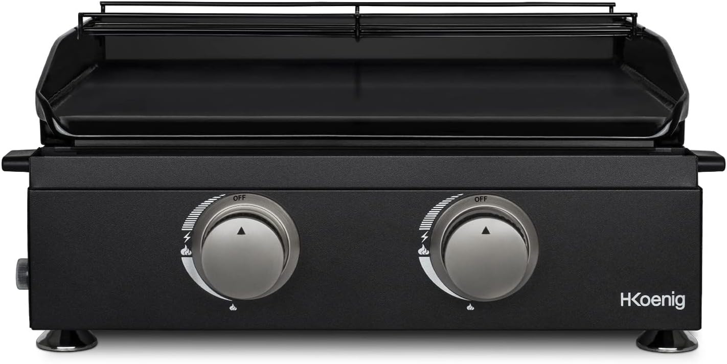 bleujardin - plancha gaz 2 brûleurs - acier inox, fonte, jusqu'à 350°C - PLX1022