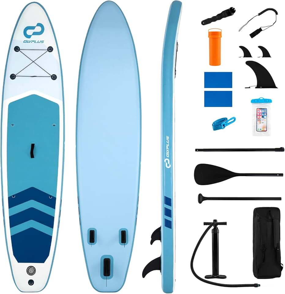 bleujardin - Paddle board gonflable - réglable, sac à dos, pompe, sécurité