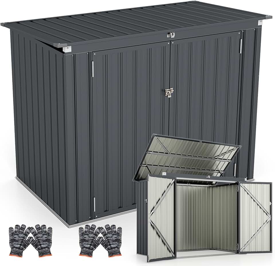 bleujardin - Abri de jardin métal - 172x100x129 cm - 2 portes, couvercle relevable