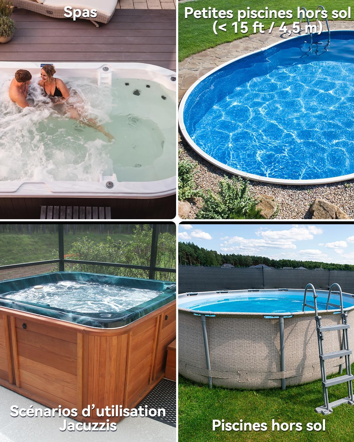 Aspirateur piscine manuel - 60 min autonomie - filtres & brosse - compact