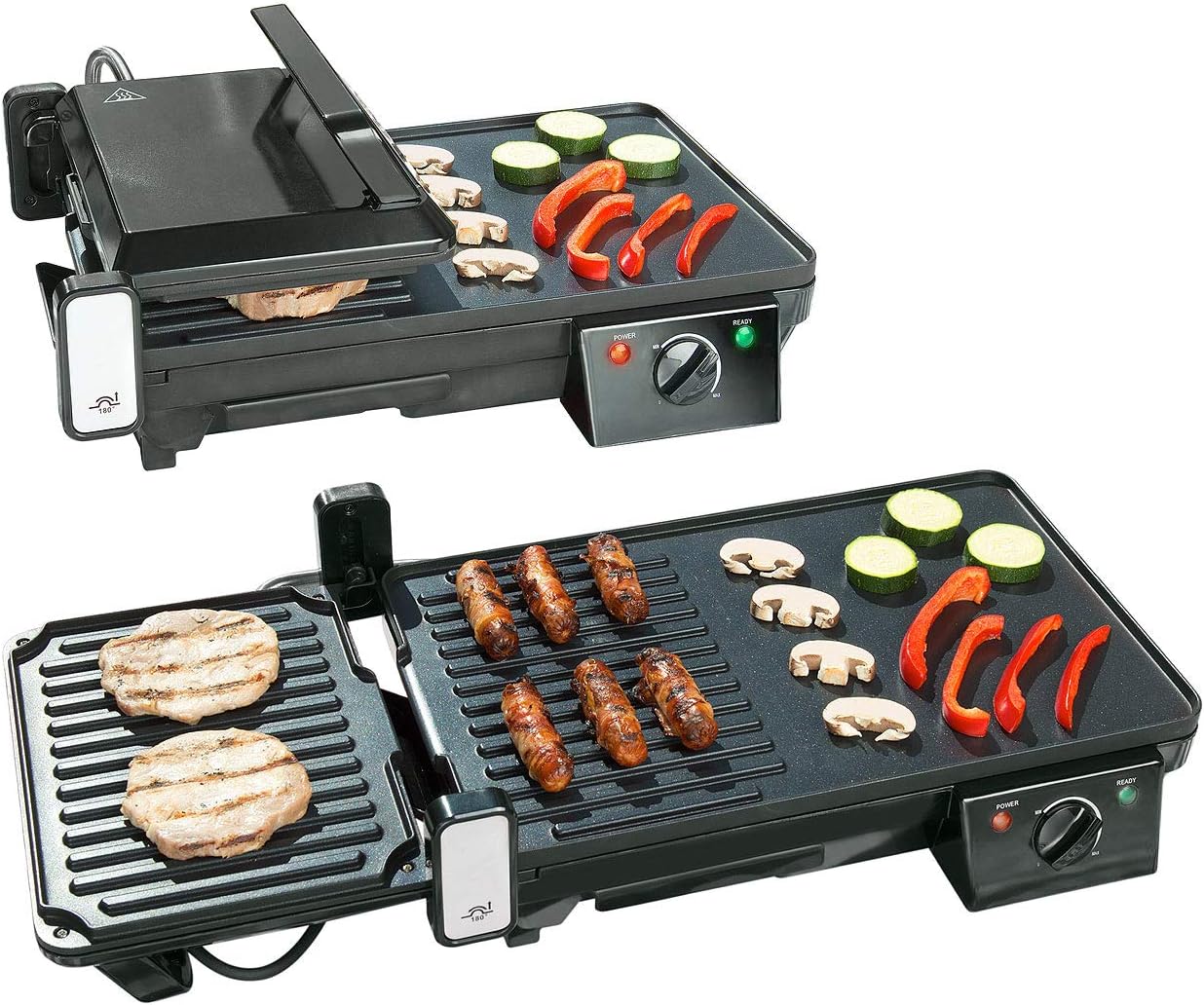 bleujardin - grille-plancha 2 en 1 2000W - table - cuisson rapide
