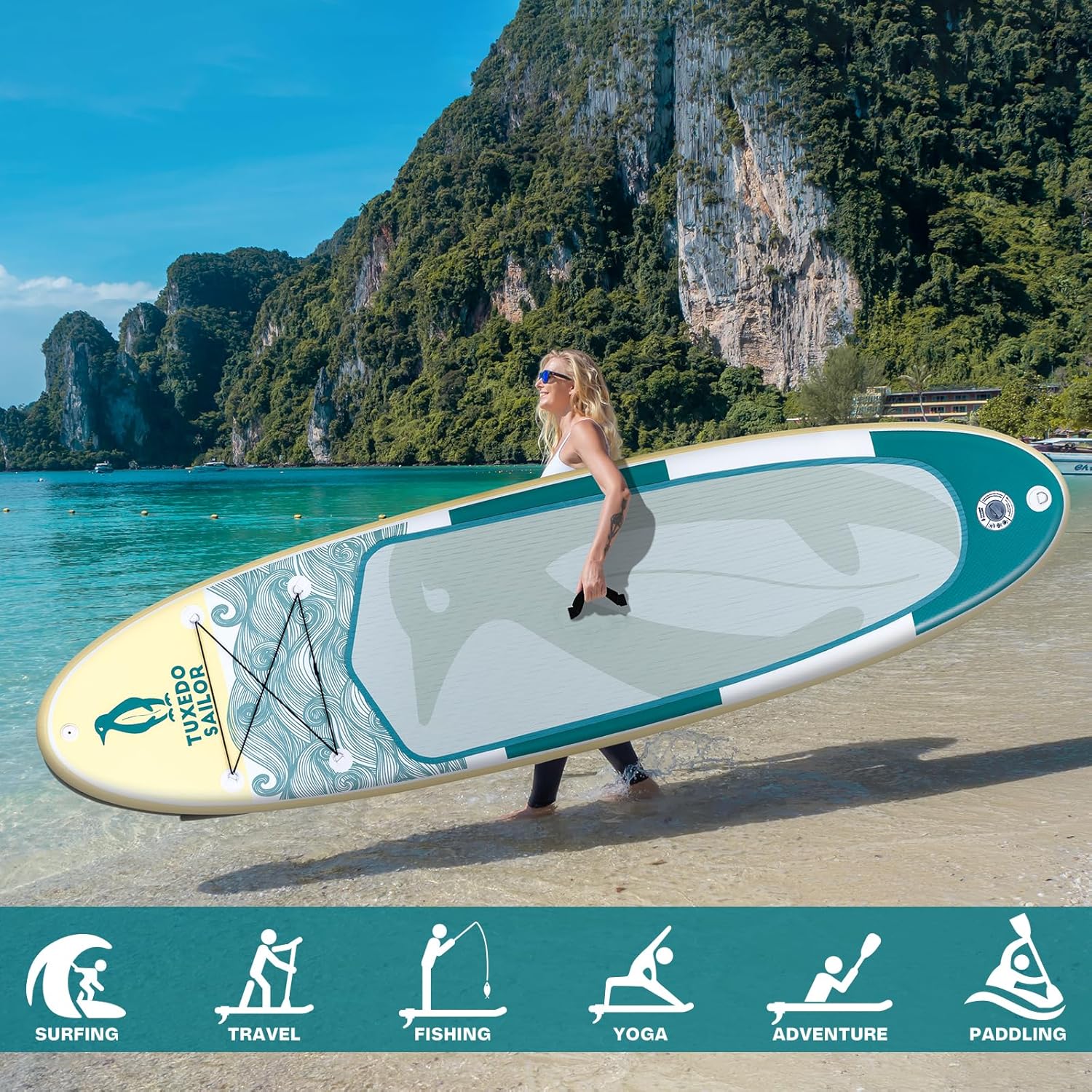 bleujardin - Paddle gonflable adulte - planche SUP avec accessoires complets