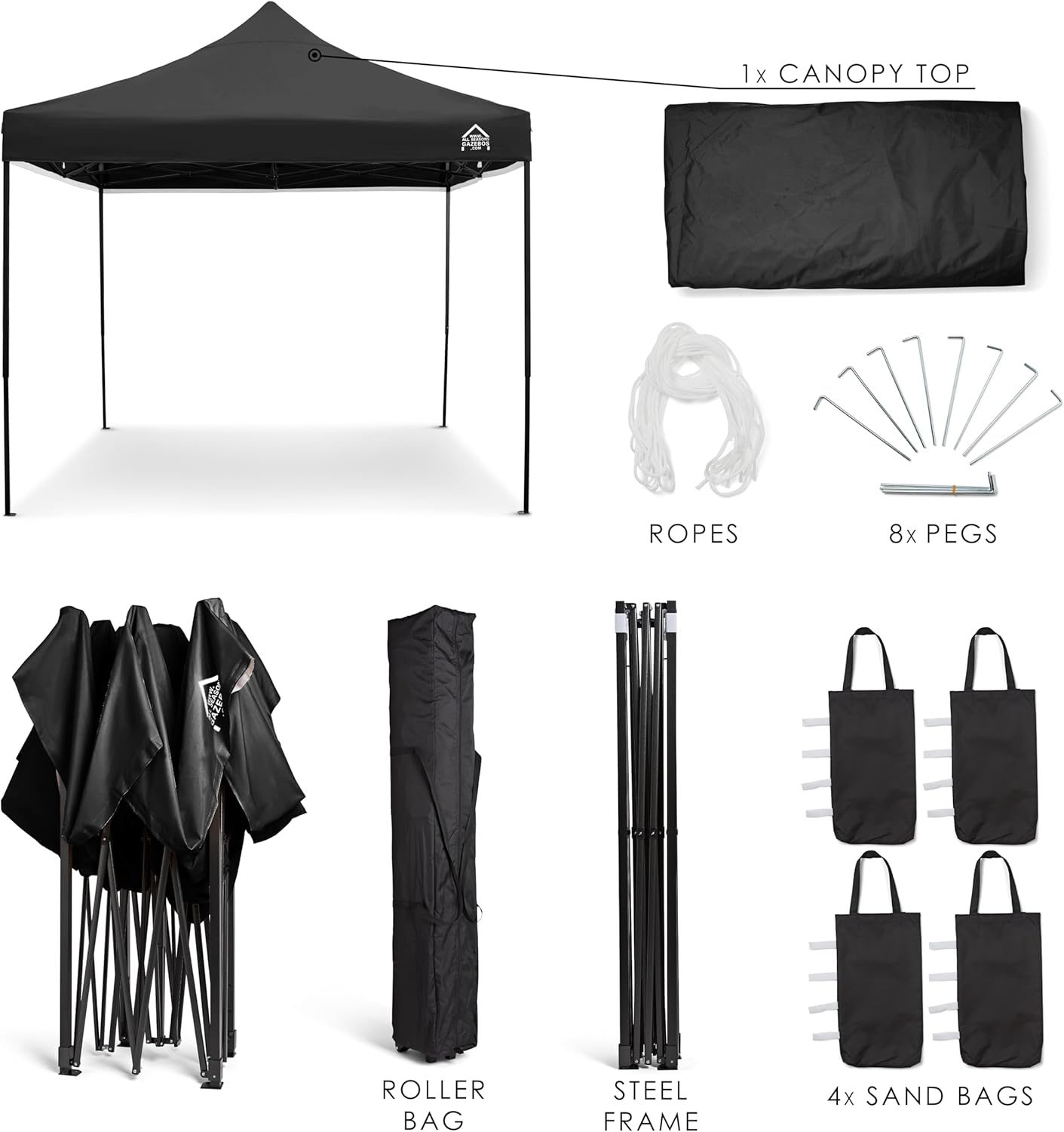 bleujardin - Tonnelle pliante série standard - 3x3m - robuste, étanche, accessoires inclus