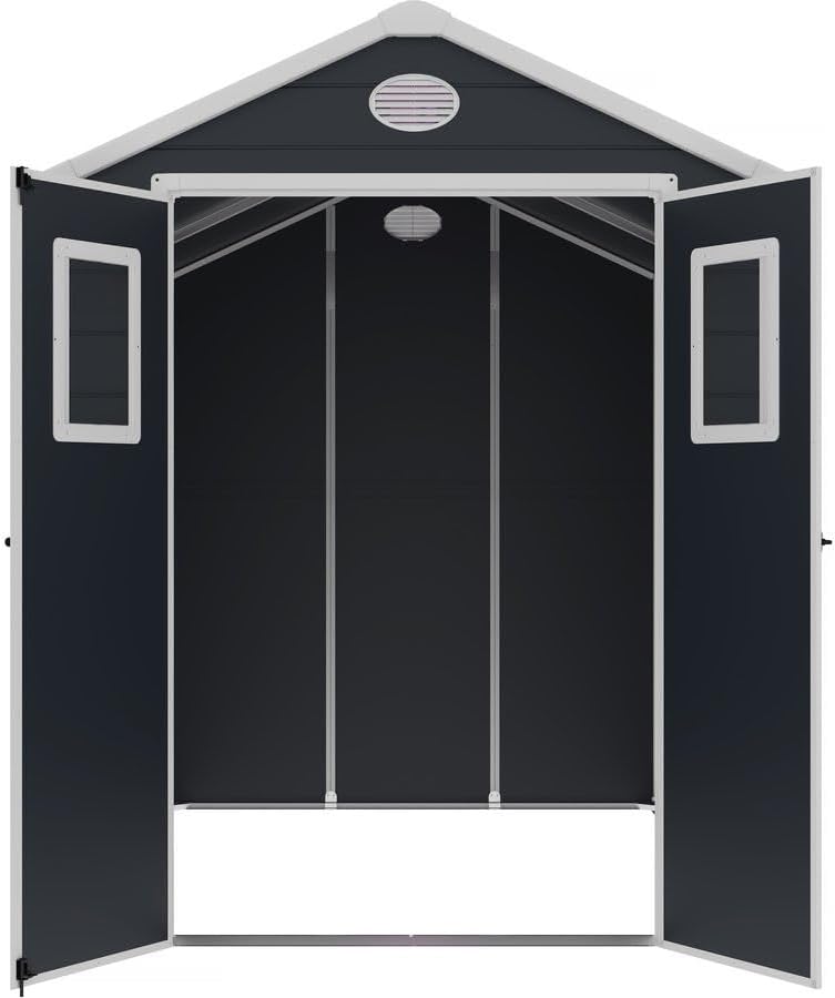 bleujardin - Abri de Jardin Résine Texas 5.23 m² Anthracite - Ancrages Intérieurs - Antirouille/Anti-UV