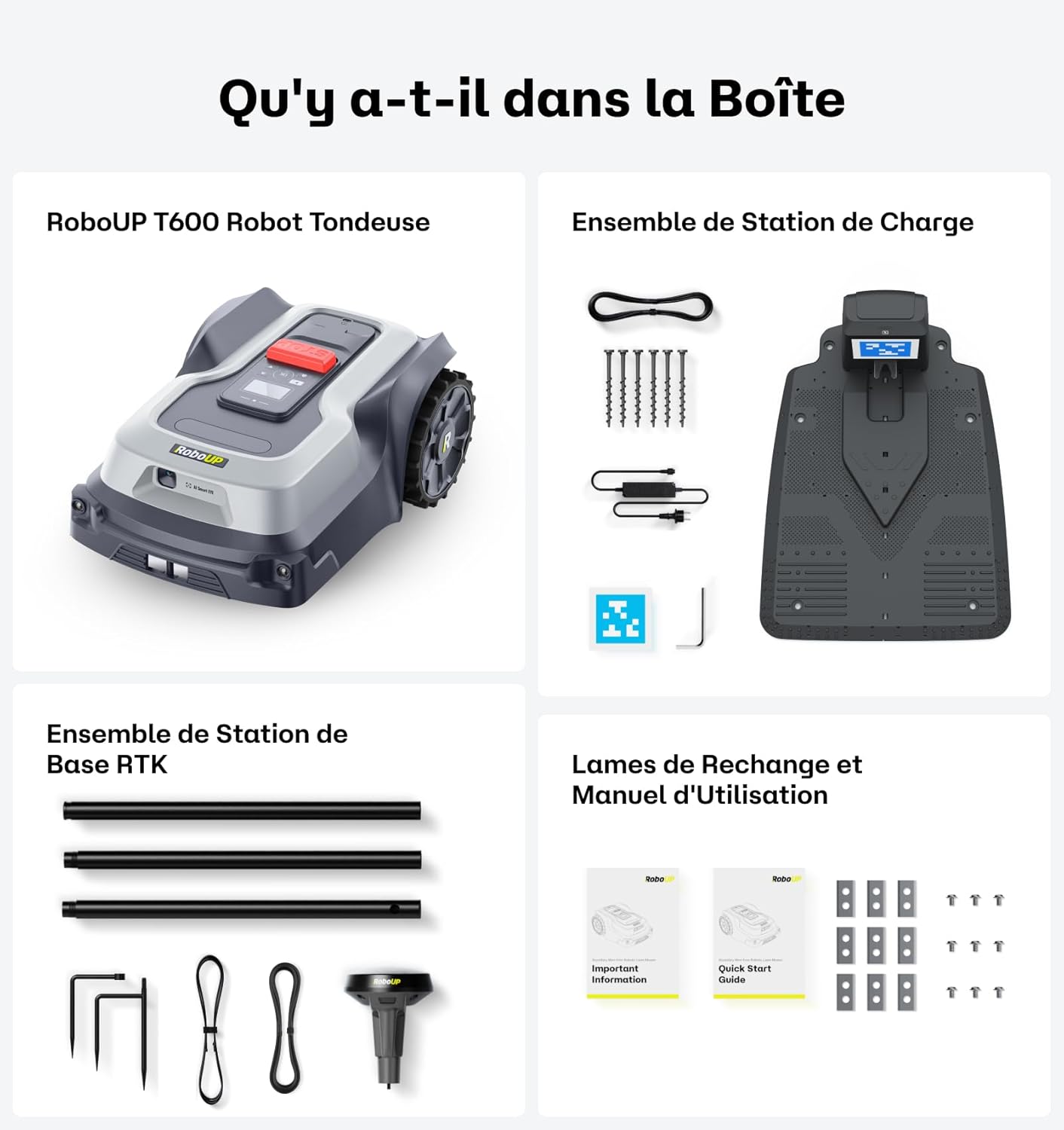 Robot Tondeuse - sans fil, gestion multizone, évitement obstacle - 800㎡ - T600